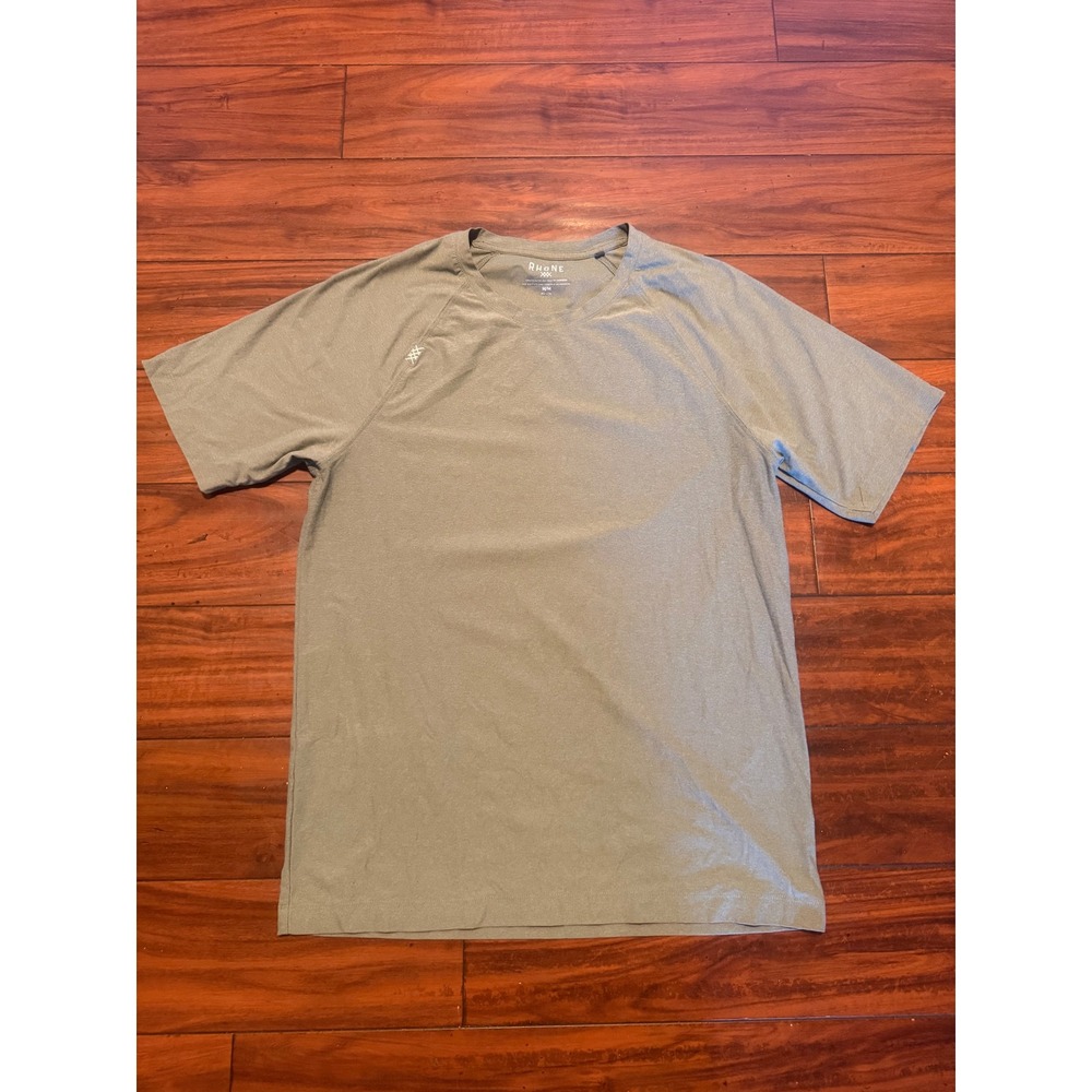 Rhone Reign Short Sleeve Training Shirt Olive Green Heather Mens Medium